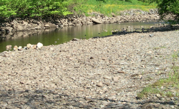 The substrate of a river downstream the outlet of a hydropower plant in mid-Norway. The substrate is armoured after years of regulation and reduced floods, and the substrate has experienced provides limited shelter (when dewatered). (Tor Haakon Bakken, Lundesokna).