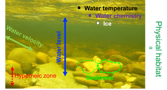 Physical properties of rivers affecting the physical habitat conditions